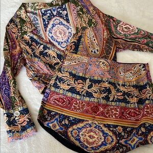 Zara Colorful Paisley Blouse and Skirt Set